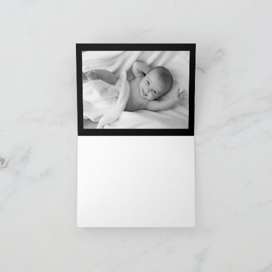 Modern Zwart Wit Gouden Folie BABY SHOWER Dank u Bedankkaart (Binnen)