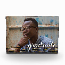 Modern zwart-wit & gouden streped Afstuderen fotob