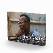 Modern zwart-wit & gouden streped Afstuderen fotob Fotoblokken (Rechts)