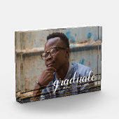 Modern zwart-wit & gouden streped Afstuderen fotob Fotoblokken (Links)