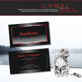 Modern Zwart-wit Gradient Rood Lijst Elegant Visitekaartje