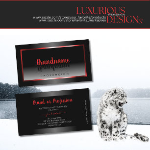 Modern Zwart-wit Gradient Rood Lijst Elegant Visitekaartje