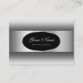 Modern zwart-wit gradiënt zilver ovaal Lijst Visitekaartje (Voorkant)