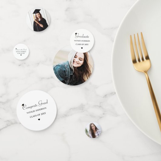 Modern Zwart Wit Graduation Party Table Confetti (Groep)