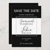 Modern Zwart, Wit, Grijs Bruiloft Save the Date Kaart (Voorkant / Achterkant)