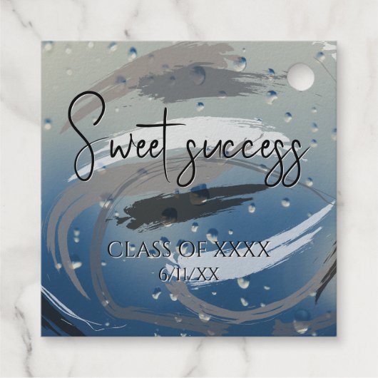 Modern Zwart, Wit & Grijs Kwaststreek Succes Bedankjes Labels (Achterkant)