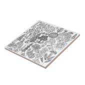 Modern zwart-wit grillige boompatroon tegeltje (Zijkant)