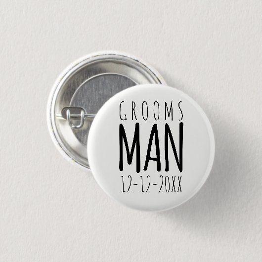 Modern Zwart-wit Groomsman Bruiloft Button (Voorkant /achterkant)