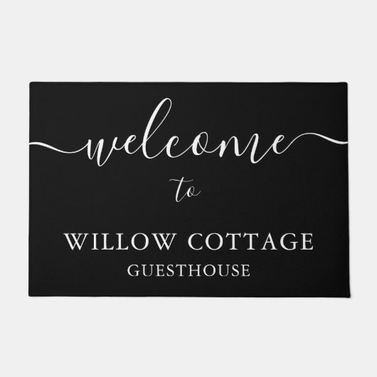 Modern zwart-wit guesthouse welkom deurmat (Voorkant)