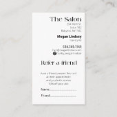 modern zwart-wit haar Visitekaartje Kortingskaartje (Achterkant)