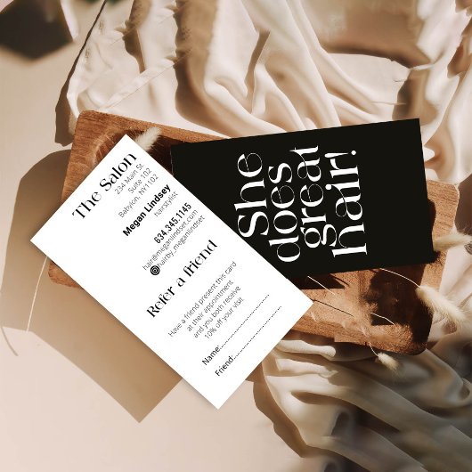 modern zwart-wit haar Visitekaartje Kortingskaartje