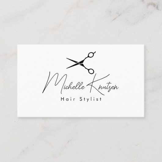 Modern zwart wit Haarstylist Afspraakkaart Visitekaartje (Voorkant)