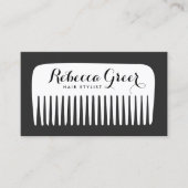 Modern Zwart-wit Haarstylist Comb Haarsalon Visitekaartje (Voorkant)