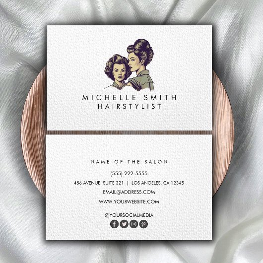 Modern zwart wit  Haarstylist Minimalist Visitekaartje