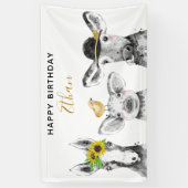 Modern Zwart & Wit Hand getrokken Barnyard Verjaar Spandoek (Verticaal)