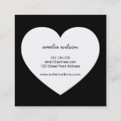 Modern zwart-wit handgemaakt hart vierkante visitekaartje (Achterkant)