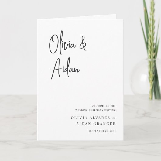 Modern zwart-wit handgeschreven handschrift bruilo programma (Voorkant)