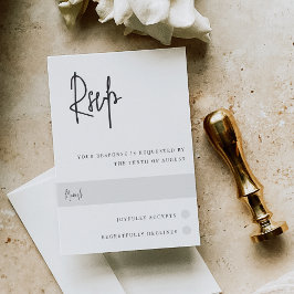 Modern zwart-wit handgeschreven handschrift bruilo RSVP kaartje