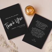 Modern zwart-wit handgeschreven script Afstuderen Bedankkaart