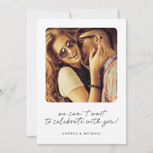 Modern Zwart & Wit Handschrift Hart bruiloft Kaart (Achterkant)