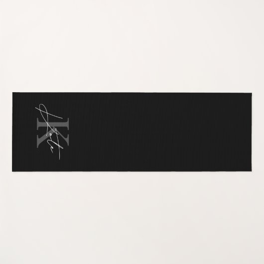 Modern zwart-wit handschrift Monogram Yogamat (Voorkant (horizontaal))