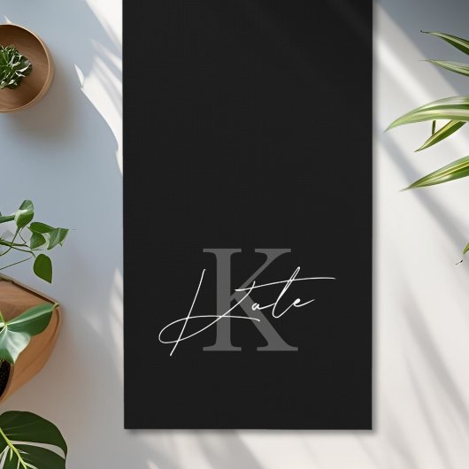 Modern zwart-wit handschrift Monogram Yogamat