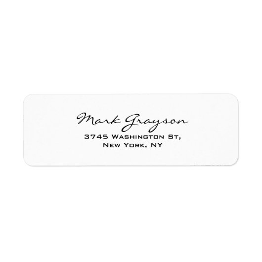 Modern Zwart & Wit Handschrift Plain Elegant Etiket (Voorkant)