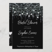 Modern Zwart & Wit Hangende Lichten Vrijgezellenfe Kaart (Voorkant / Achterkant)