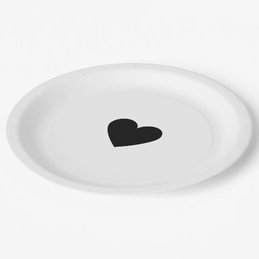 Modern Zwart-wit Hart Liefde Elegant Custom Papieren Bordje (Gekanteld)