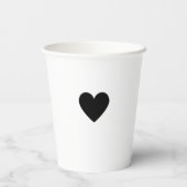 Modern zwart-wit hart minimalistisch eenvoudig papieren bekers (Achterkant)