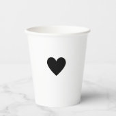 Modern zwart-wit hart minimalistisch eenvoudig papieren bekers (Voorkant)