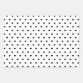 Modern Zwart & Wit Harten Strepen Polka Dots 3 Inpakpapier Vel (Voorkant)