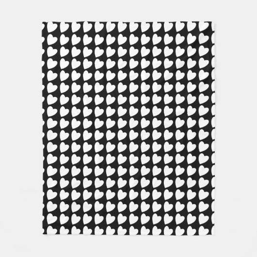 Modern zwart-wit hartpatroon fleece deken (Voorkant)