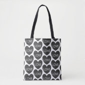 Modern zwart-wit hartpatroon tote bag (Voorkant)