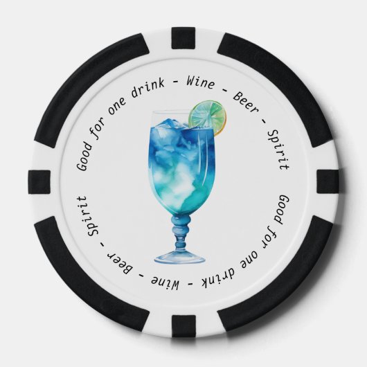 Modern Zwart Wit Hawaïaans Drink Voucher Bruiloft Poker Chips (Voorkant)