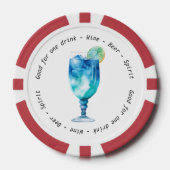 Modern Zwart Wit Hawaïaans Drink Voucher Bruiloft Poker Chips (Voorkant)