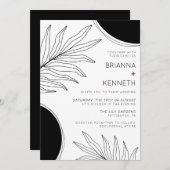 Modern zwart-wit hedendaags botanisch bohemien kaart (Voorkant / Achterkant)