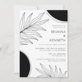 Modern zwart-wit hedendaags botanisch boho kaart (Voorkant)