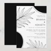 Modern zwart-wit hedendaags botanisch boho kaart (Voorkant / Achterkant)