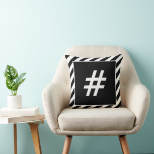 Modern Zwart & Wit # Hekje (hashtag) Knop Kussen