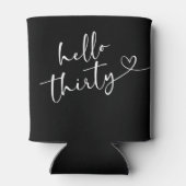 Modern Zwart-wit Hello 30 Verjaardag Blikjeskoeler (Achterkant)