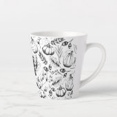 Modern zwart-wit Herfst Illustratie Monogram Latte Mok (Rechts)