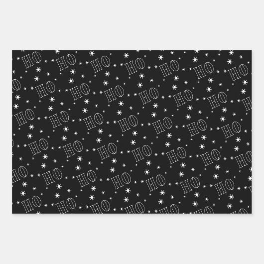 Modern zwart wit Ho Ho Ho Ho Ho Inpakpapier Vel (Voorkant)