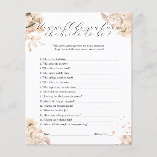 Modern zwart wit Hoe goed ken je de bruid Flyer (Voorkant)