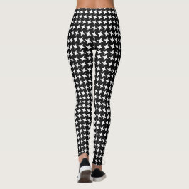 Modern zwart-wit honden Tandpatroon Leggings