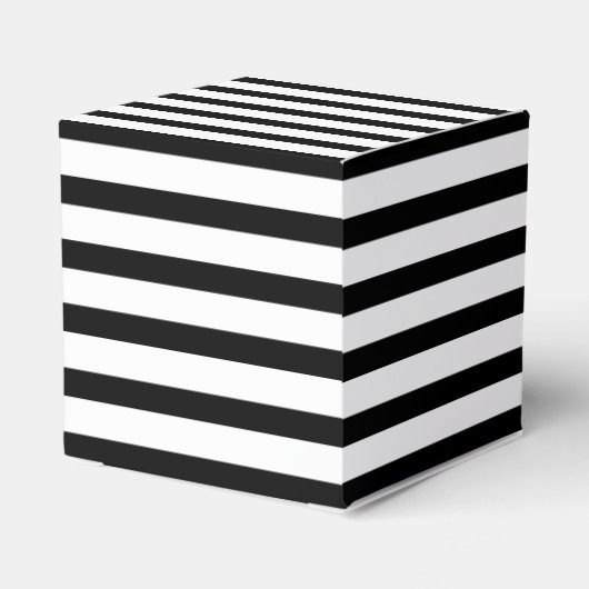Modern zwart-wit horizontaal gestreept cadeau bedankdoosjes (Achterkant)