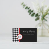 Modern zwart-wit Houndstooth Monogram Visitekaartje (Staand voorkant)