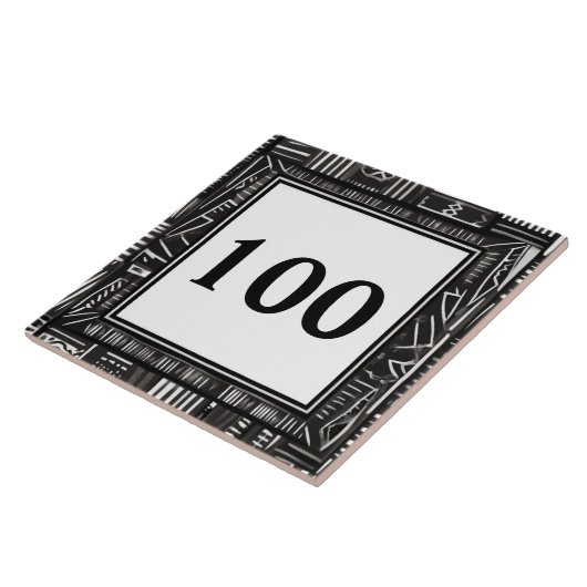 Modern Zwart-wit Huis Nummer Plaqueteken Tegeltje (Zijkant)