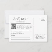 Modern Zwart & Wit Huwelijk QR Code RSVP Briefkaar Kaartje (Voorkant)