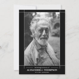 Modern zwart-wit in liefdevol geheugen bedankkaart